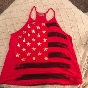 Cute Tank Top in red with the American flag.
